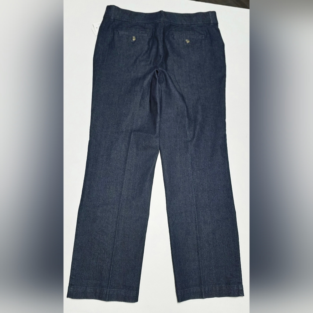 NWT Christopher & Banks Womens 12 Dark Blue Denim Pants Signature Comfort - Picture 2 of 12
